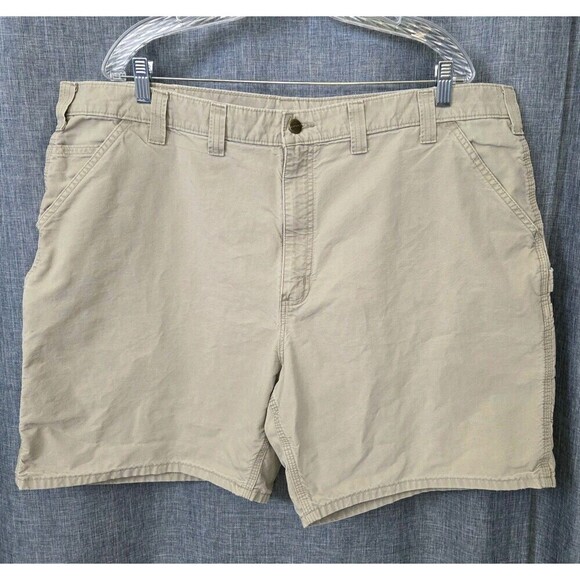 Carhartt Duck Canvas Rugged Work Shorts Carpenter Cargo Tan Cotton Men's 44 - Picture 1 of 8